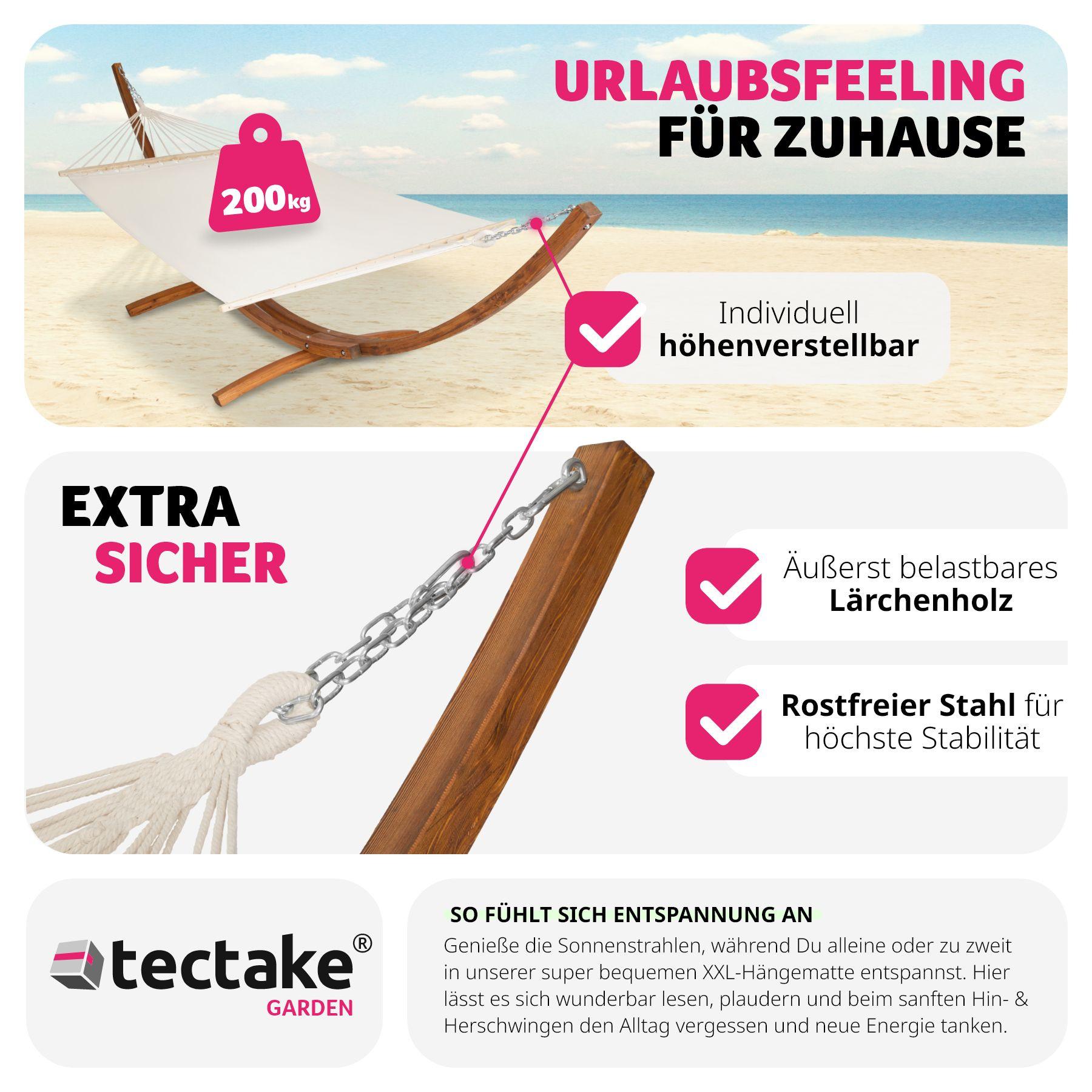 Tectake Amaca doppia XXL Thorsten con struttura in legno per 2 persone  