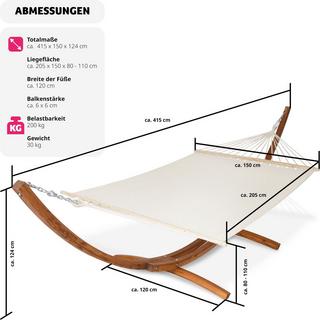 Tectake Amaca doppia XXL Thorsten con struttura in legno per 2 persone  