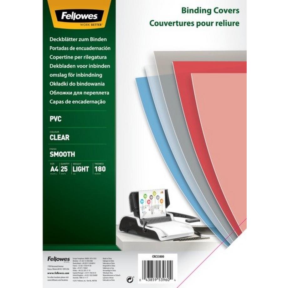 Fellowes  FELLOWES Deckblatt für Bindesysteme A4 5380001 transparent, 180my 25 Stück 