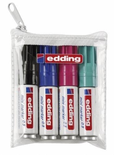 Edding EDDING 0.5 MINI EVIDENZIATORE 4 PZ PUNTA SOTTILE NERO, BLU, VERDE CHIARO, ROSSO  