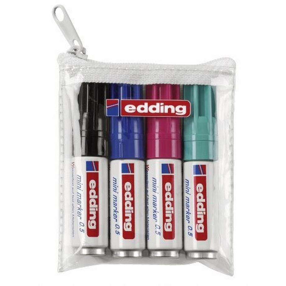 Edding EDDING 0.5 MINI EVIDENZIATORE 4 PZ PUNTA SOTTILE NERO, BLU, VERDE CHIARO, ROSSO  