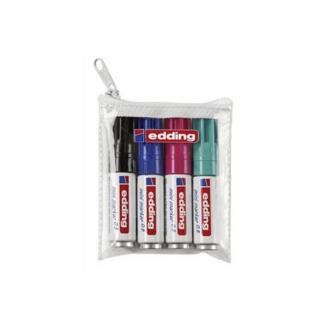 Edding Edding 0.5 mini evidenziatore 4 pz Punta sottile Nero, Blu, Verde chiaro, Rosso  