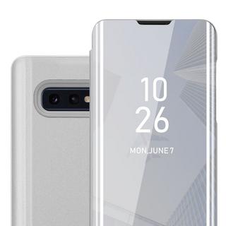 Cadorabo  Hülle für Samsung Galaxy S10e in ACHAT SILBER - Clear View Spiegel Schutzhülle mit Standfunktion 360 Grad Schutz 