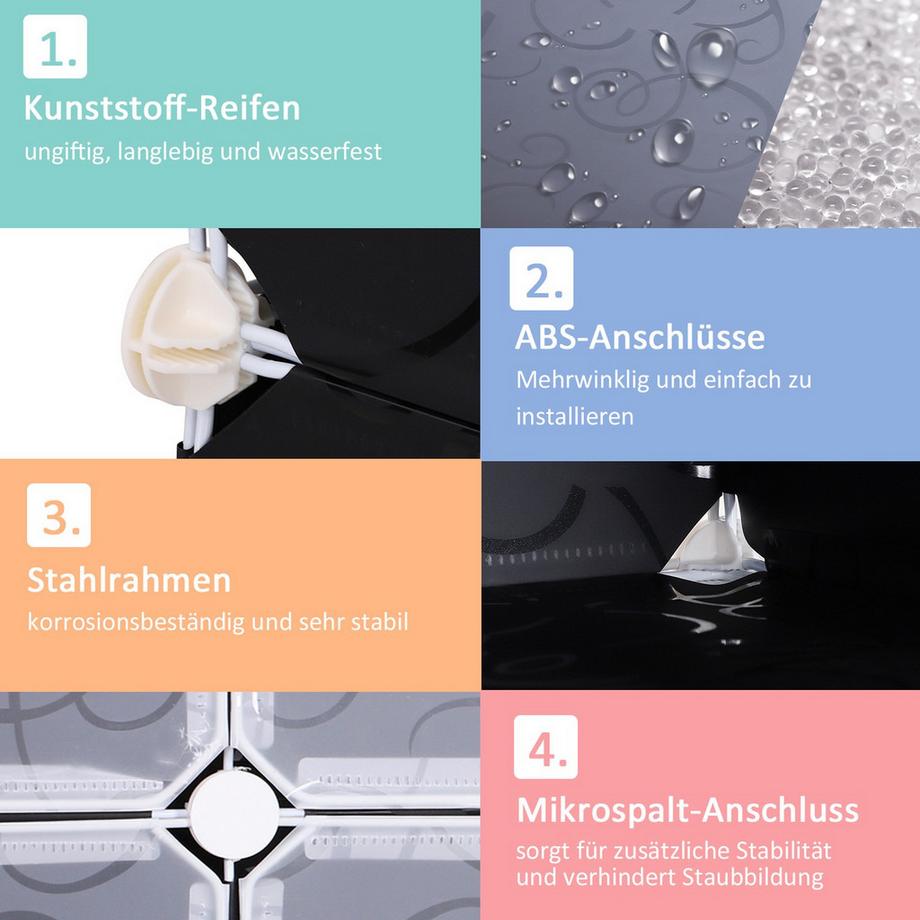 Northio Armoire À Chaussures Diy Armoire À Chaussures Modulaire, 16 Compartiments, Pp, Noir + Blanc, 95 X 37 X 160 Cm  