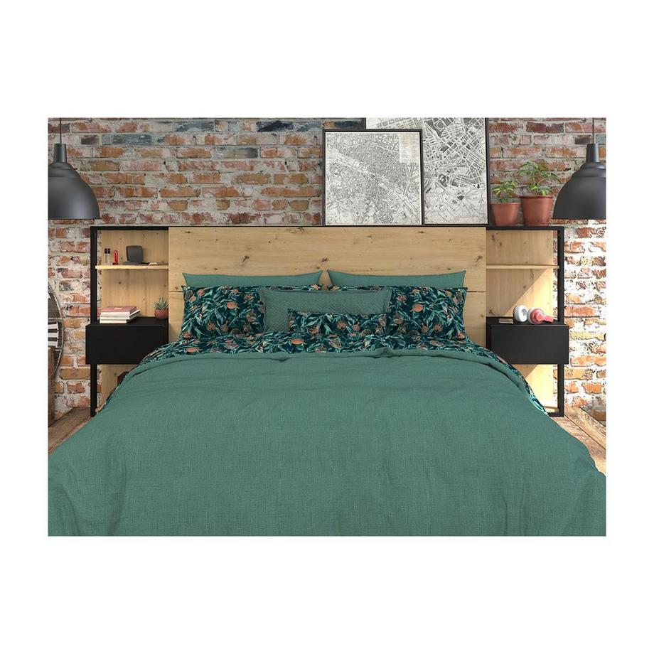 Vente-unique Testata letto con comodini 0 Rovere e Nero MISTA  