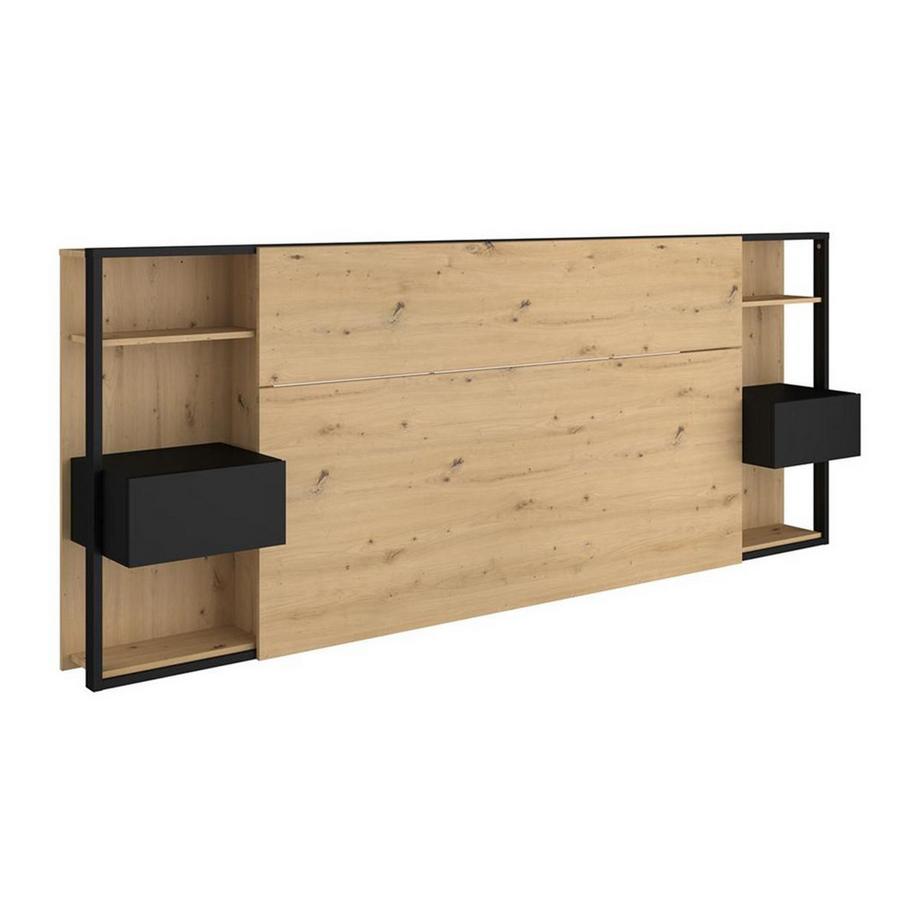 Vente-unique Testata letto con comodini 0 Rovere e Nero MISTA  