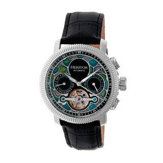 Heritor Automatic  Heritor Automatic Aura Montre semi-squelette en cuir pour hommes 