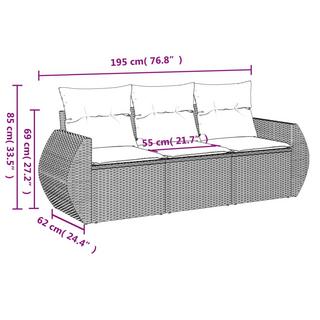 VidaXL Ensemble de canapés de jardin rotin synthétique  