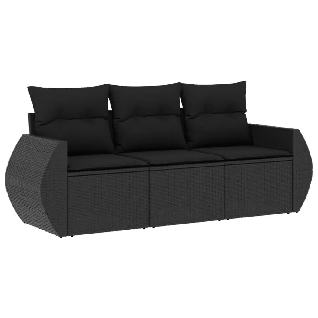 VidaXL - set divano da giardino Polirattan, One Size, Nero