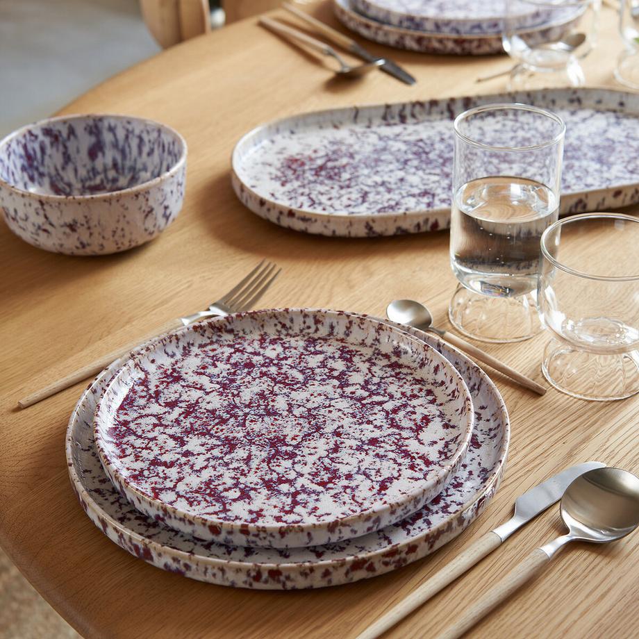 AM.PM Lot de 4 assiettes plates grès émaillé  