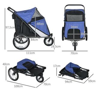 Northio  Carrello Per Cani Passeggino Per Cani Finestra In Rete Carrello Per Gatti Pieghevole Guinzaglio Di Sicurezza Grandi Ruote In Gomma Fino A 30 Kg Blu Oxford 