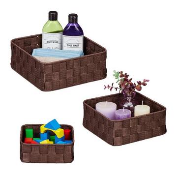Brauner Aufbewahrungskorb 3er-Set