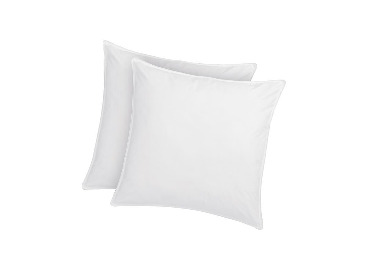 Vente-unique Lot de 2 oreillers traitement anti-acariens naturel Greencare - 60 x 60 cm - 550 gr - Blanc - coton - AZYLIA  