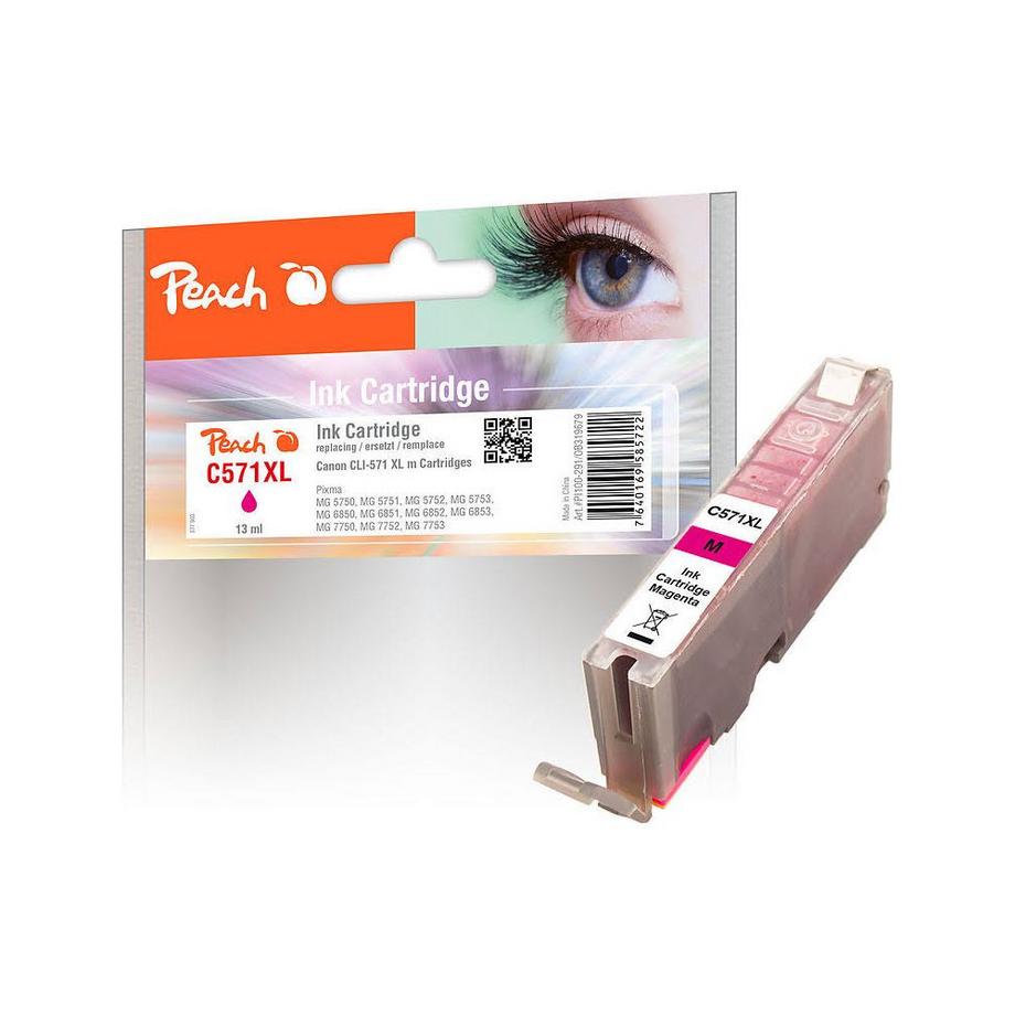 Peach  Peach Cartouche d'encre XL magenta, compatible avec Canon CLI-571XL m 