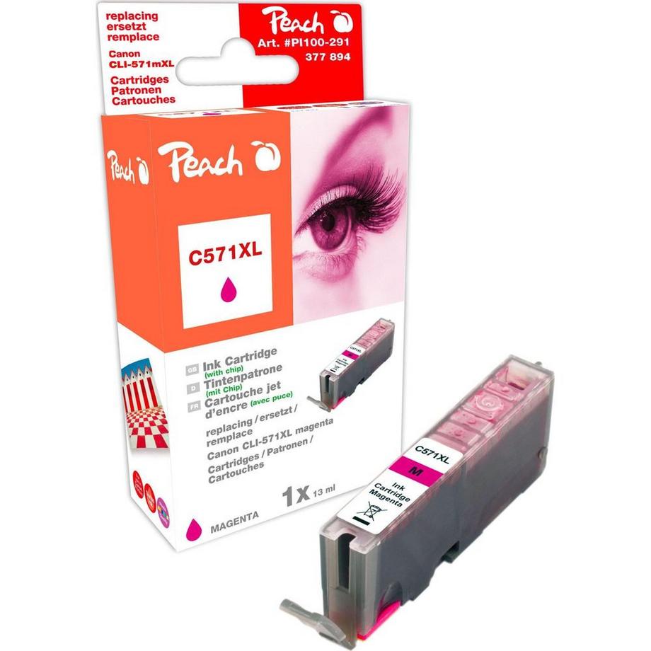 Peach  Peach Cartouche d'encre XL magenta, compatible avec Canon CLI-571XL m 