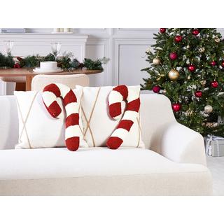 Beliani Kissen 2er Set aus Polyester Klassisch CANDY CANE  