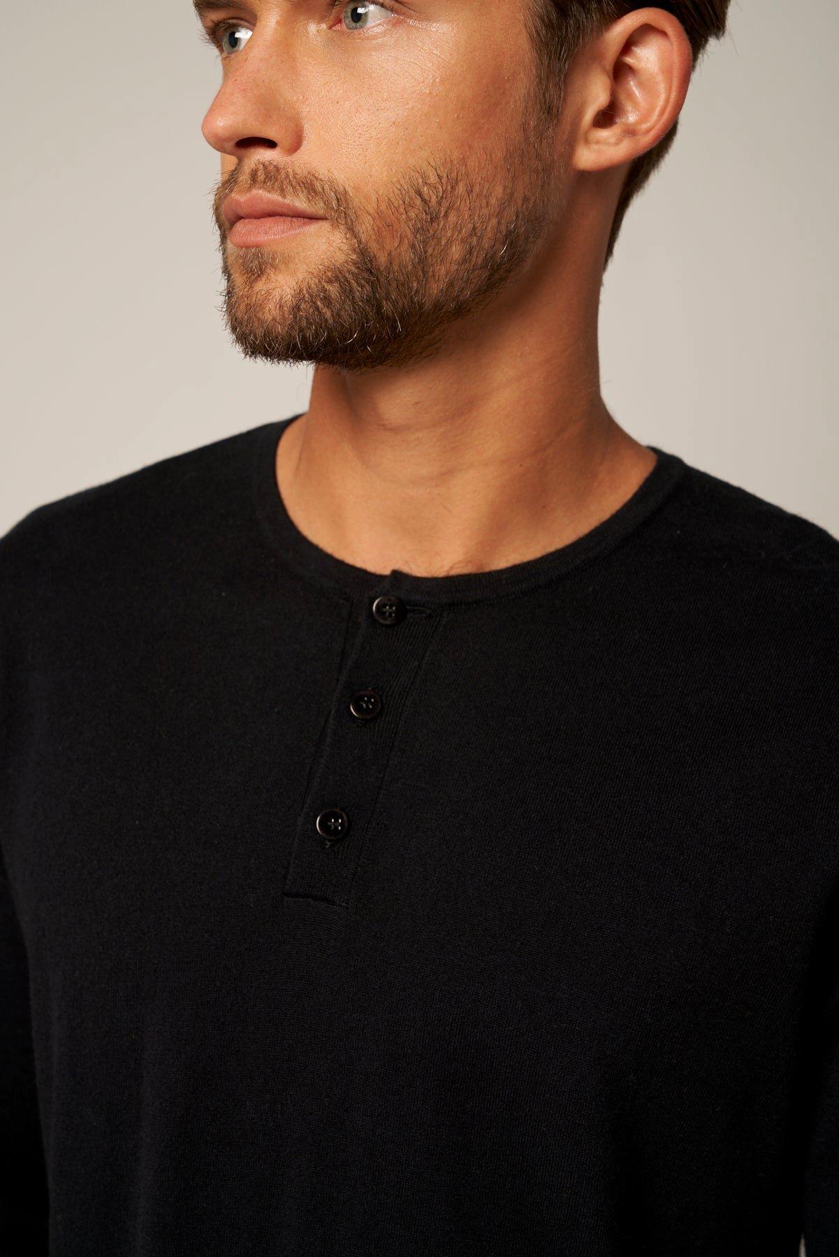 Bellemere New York  T-shirt Henley in cotone e cashmere 