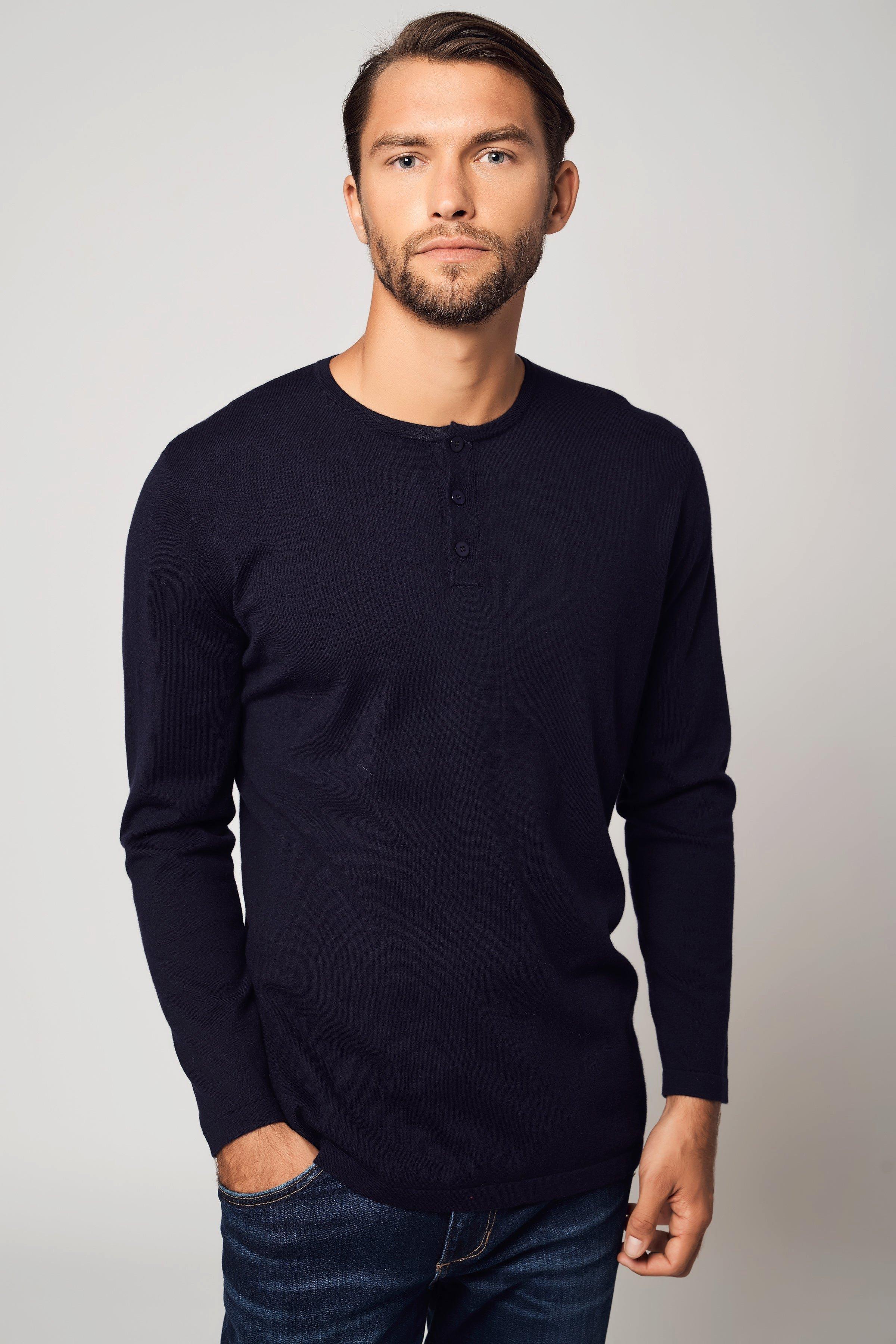 Bellemere New York  T-shirt Henley in cotone e cashmere 