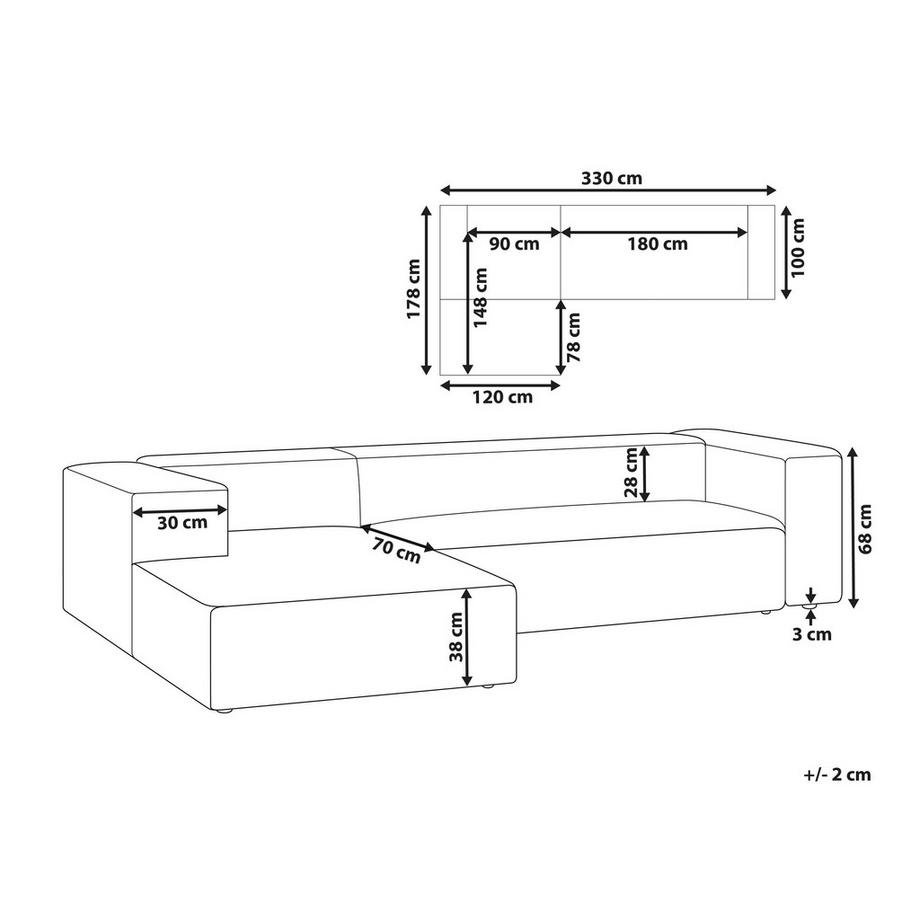 Beliani Canapé 3 places en Velours Scandinave VERNON  