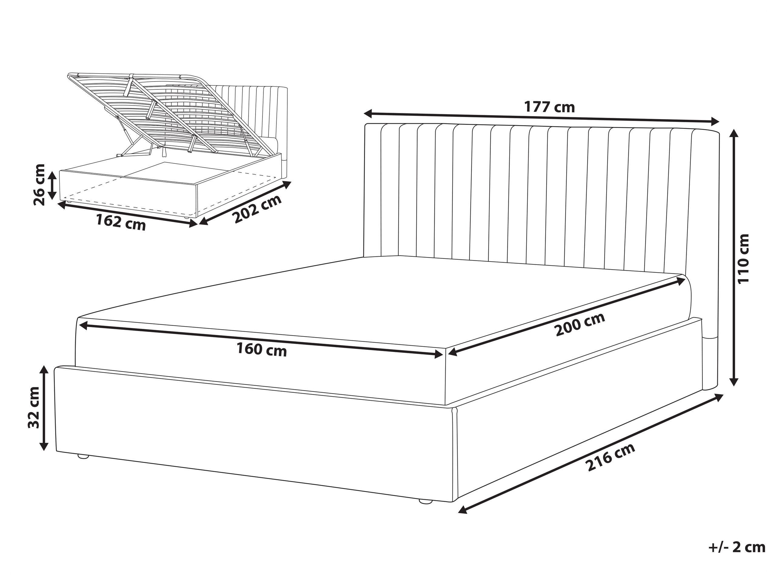 Beliani Letto contenitore en Velluto Moderno VION  