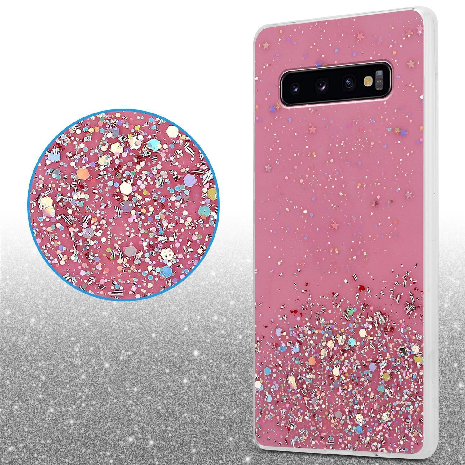 Cadorabo  Housse compatible avec Samsung Galaxy S10 PLUS - Coque de protection en silicone TPU flexible avec paillettes scintillantes 