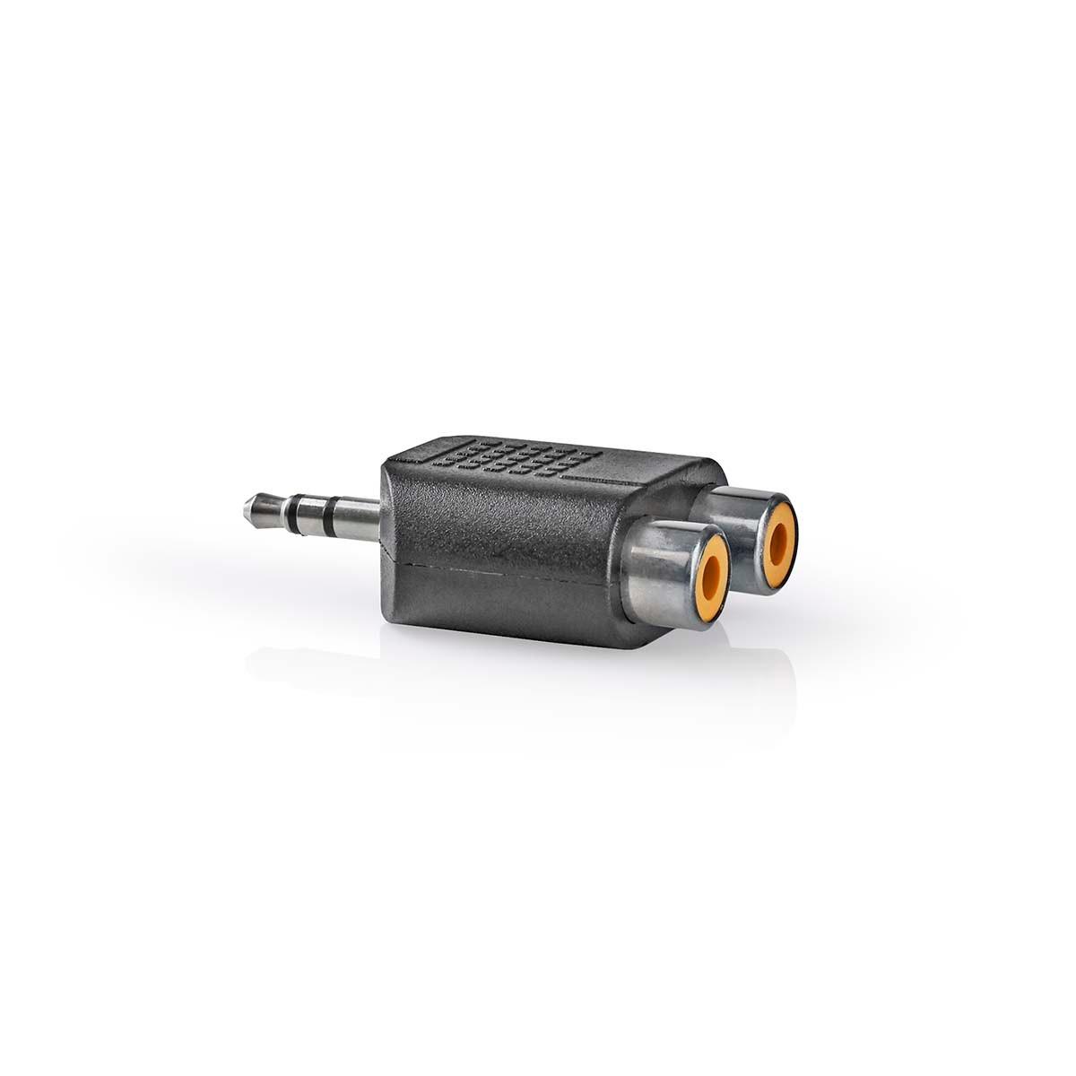 Nedis  Adattatore audio stereo | 3,5 mm Hane | 2x RCA Hona | Nickelplaterad | Rak | ABS | Svart | 1 pz. | Serratura 