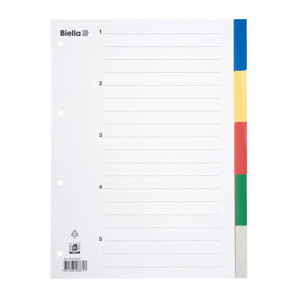 Biella  PP Register blanko, Teilung 1-5 - x 25 