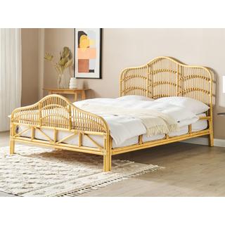 Beliani Bett mit Lattenrost aus Rattan Boho DOMEYROT  