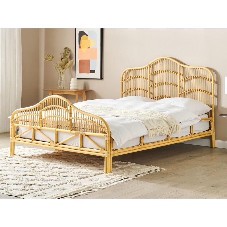 Beliani Lit à lattes en Rotin Boho DOMEYROT  