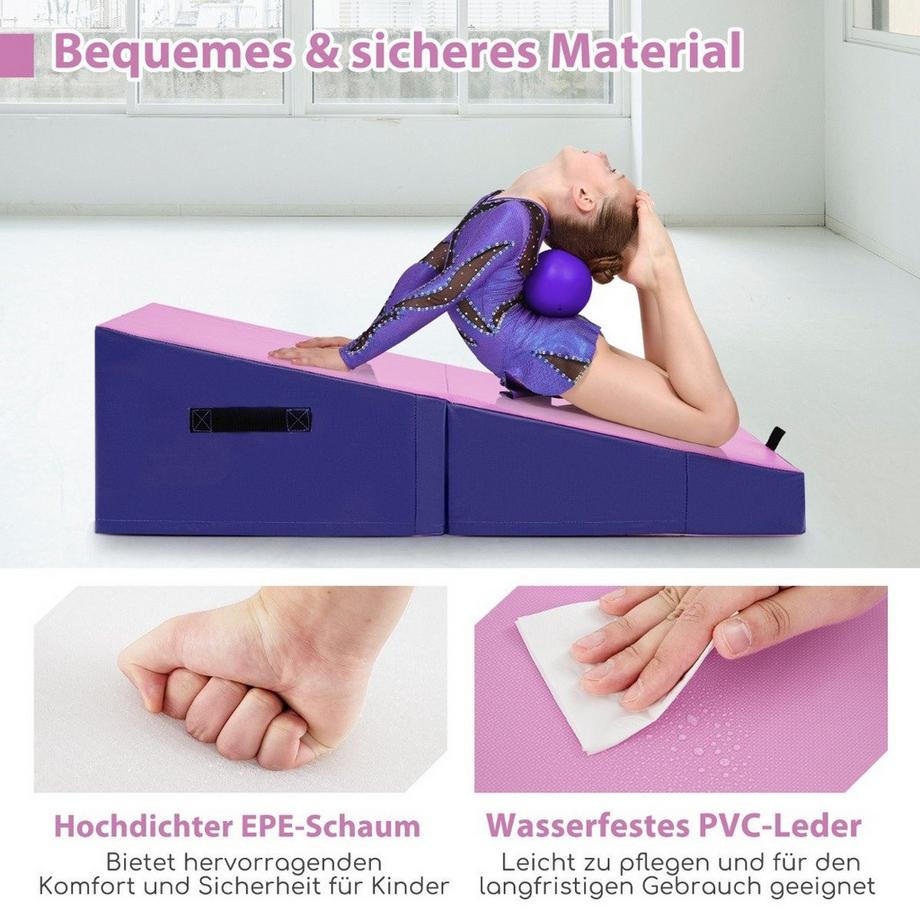 Northio  Tapis de gymnastique 2 en 1 avec poignée de transport Tapis de gymnastique incliné Tapis de sol souple en forme de coin 