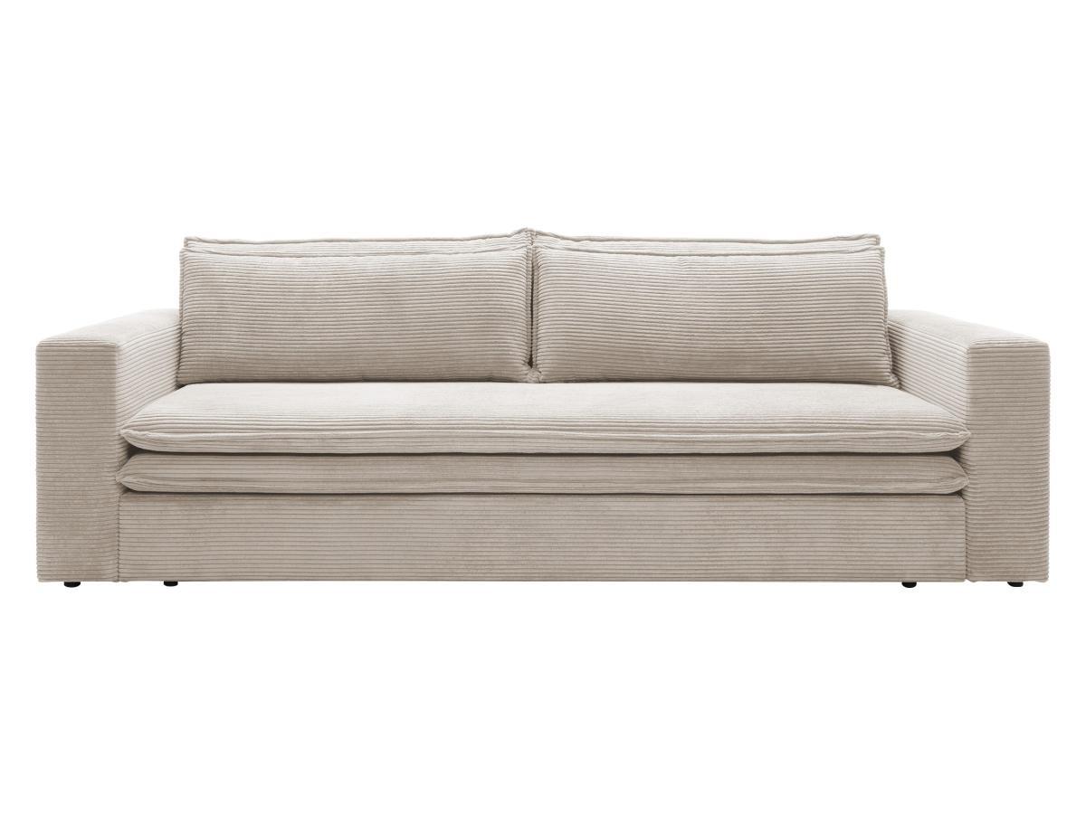 Vente-unique Sofa 3-Sitzer - Mit Schlaffunktion - Cord - Cremefarben - TILIA  