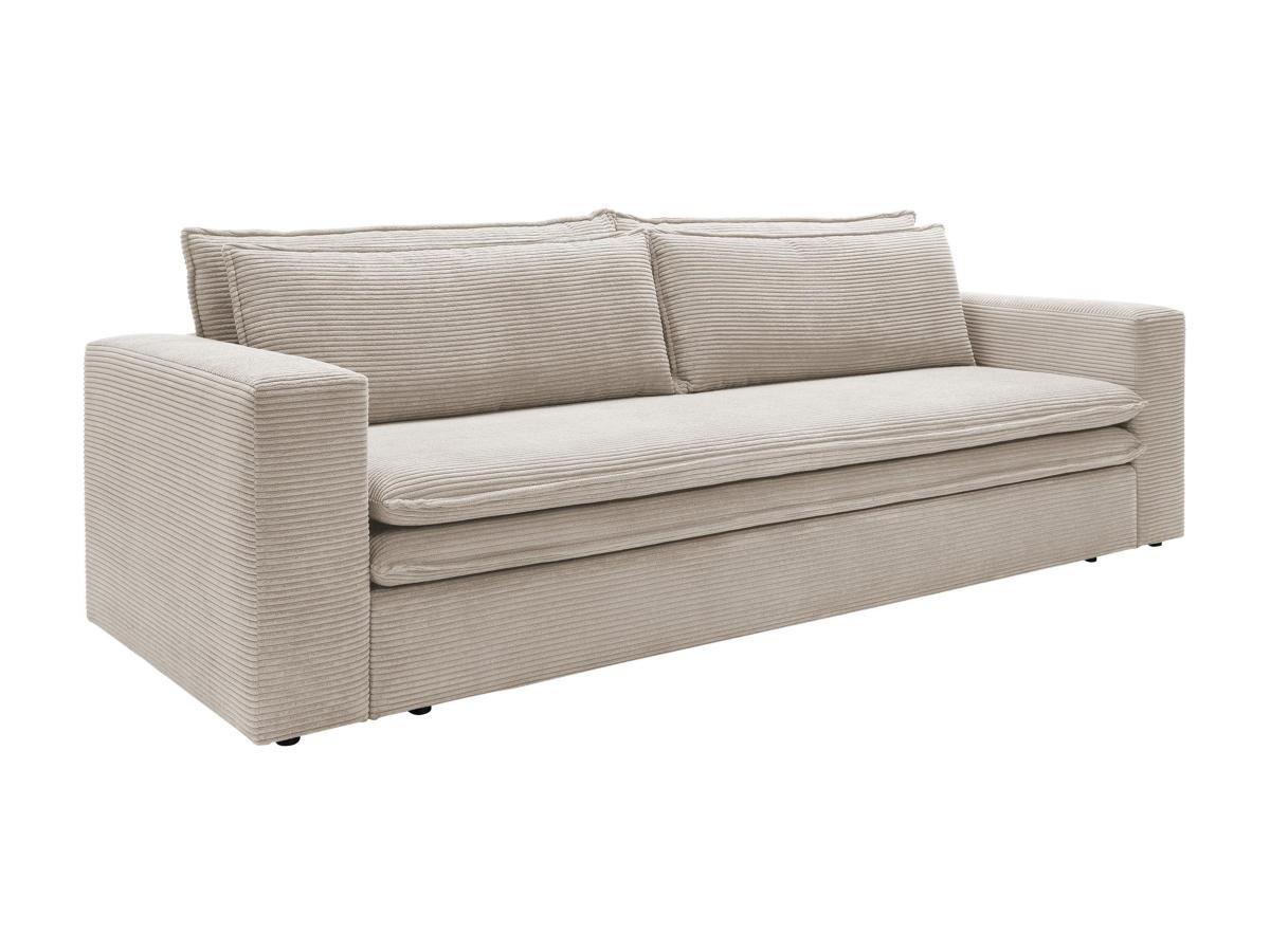 Vente-unique Sofa 3-Sitzer - Mit Schlaffunktion - Cord - Cremefarben - TILIA  