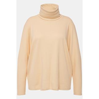 Ulla Popken  Maglia in cotone biologico con collo alto e maniche lunghe a pipistrello 