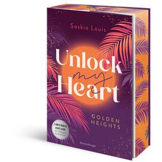 Unlock My Heart. Golden-Heights-Reihe, Band 1 (humorvolle New-Adult-Romance für alle Fans von Stella Tack - Limitierte Auflage mit Farbschnitt) Louis, Saskia; Janas, Andrea (Umschlaggestaltung) Gebundene Ausgabe 