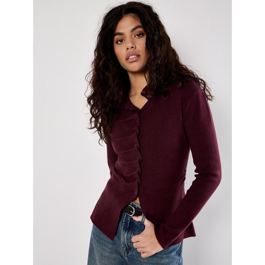 Fine Knit Ruched Cardigan