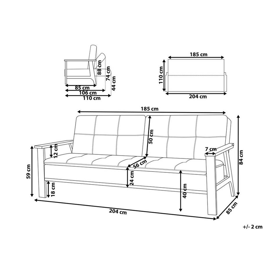 Beliani Canapé-lit en Tissu Rétro TJORN  