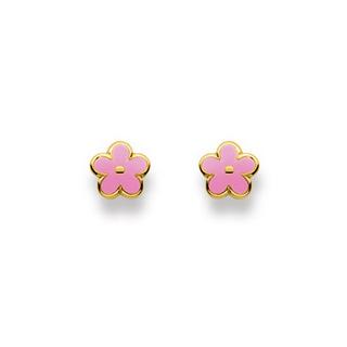 MUAU Schmuck  Ohrstecker Blume Gelbgold 750, 6mm 