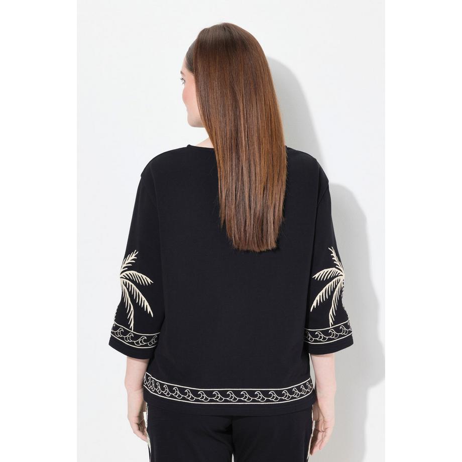 Ulla Popken Sweatshirt Encolure Bateau Manches 3/4  