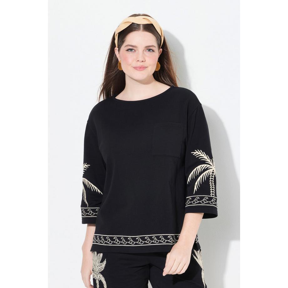 Ulla Popken Sweatshirt Encolure Bateau Manches 3/4  