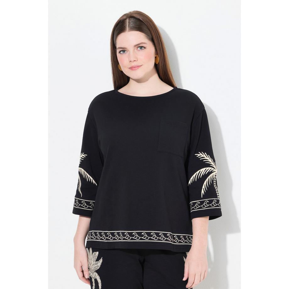 Ulla Popken Sweatshirt Encolure Bateau Manches 3/4  