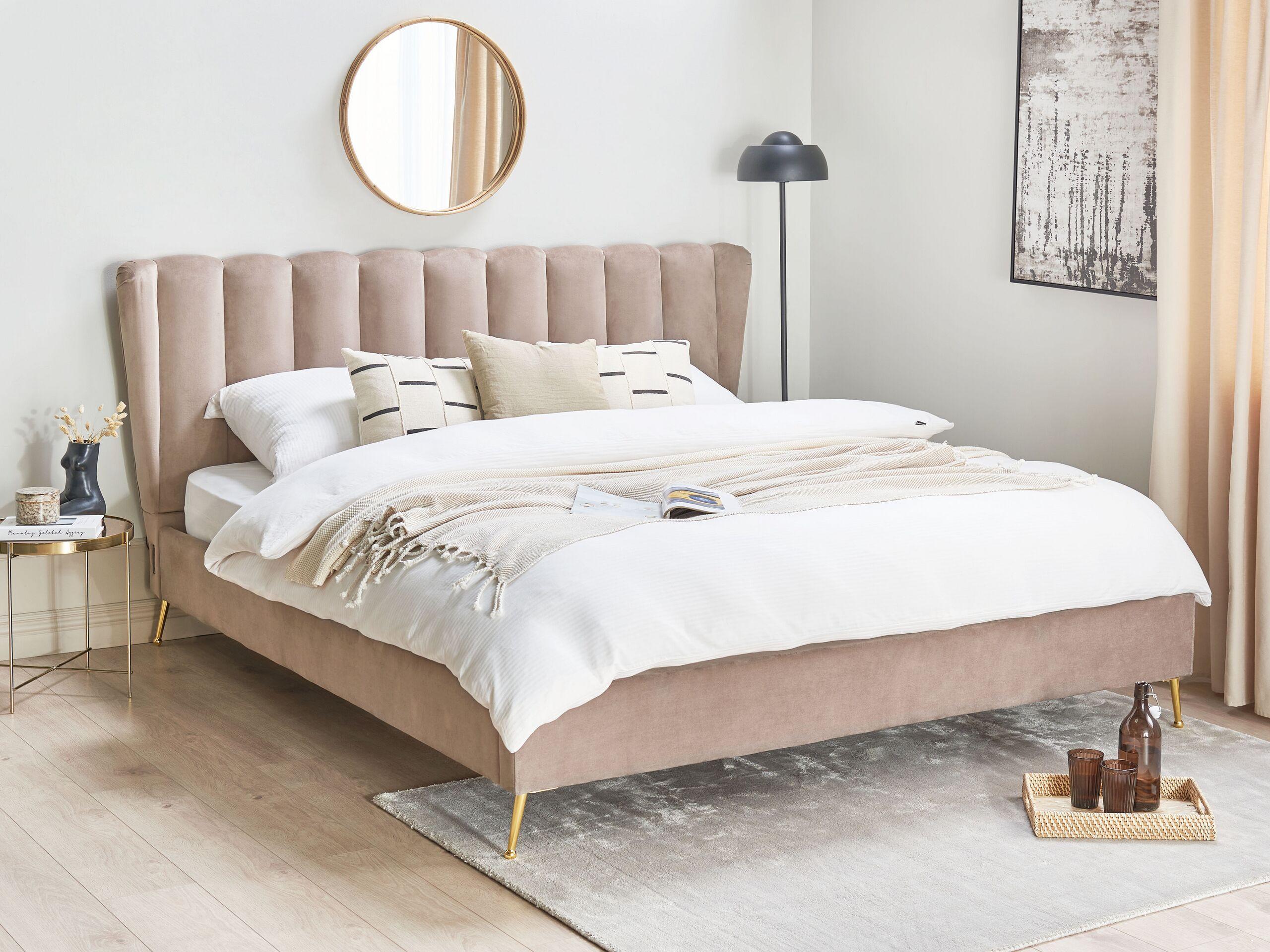 Beliani Bett mit Lattenrost aus Samtstoff Modern MIRIBEL  