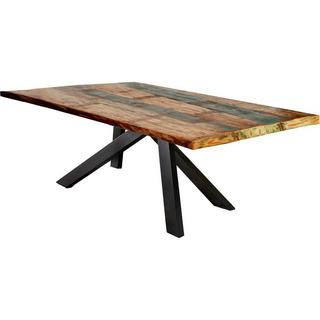 mutoni Table 240x100 cm - bois de récupération coloré - métal noir antique  