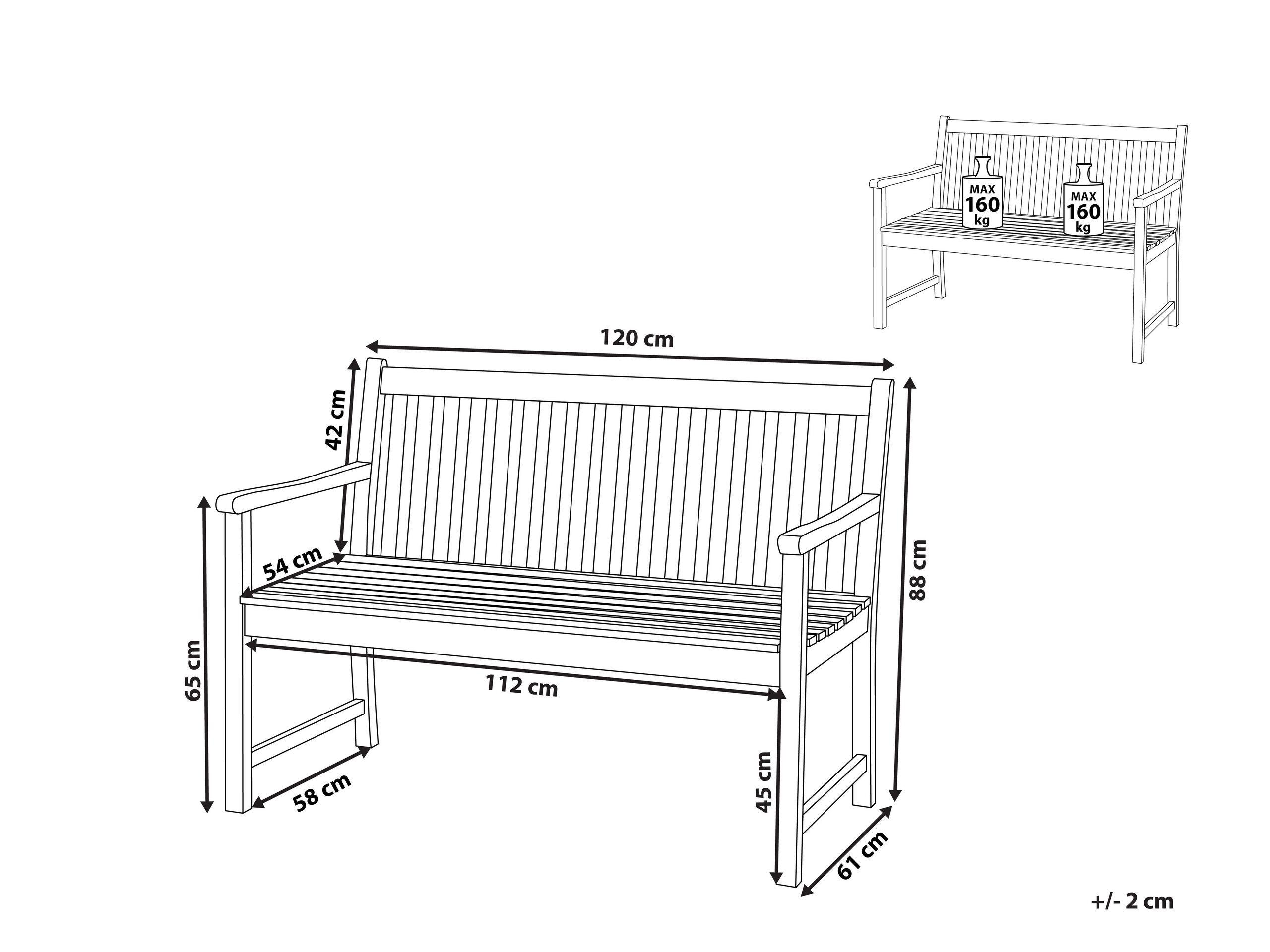 Beliani Panchina da giardino en Legno d'acacia certificato FSC® Classico VIVARA  