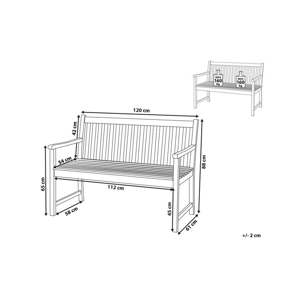 Beliani Gartenbank aus FSC® zertifiziertes Akazienholz Klassisch VIVARA  