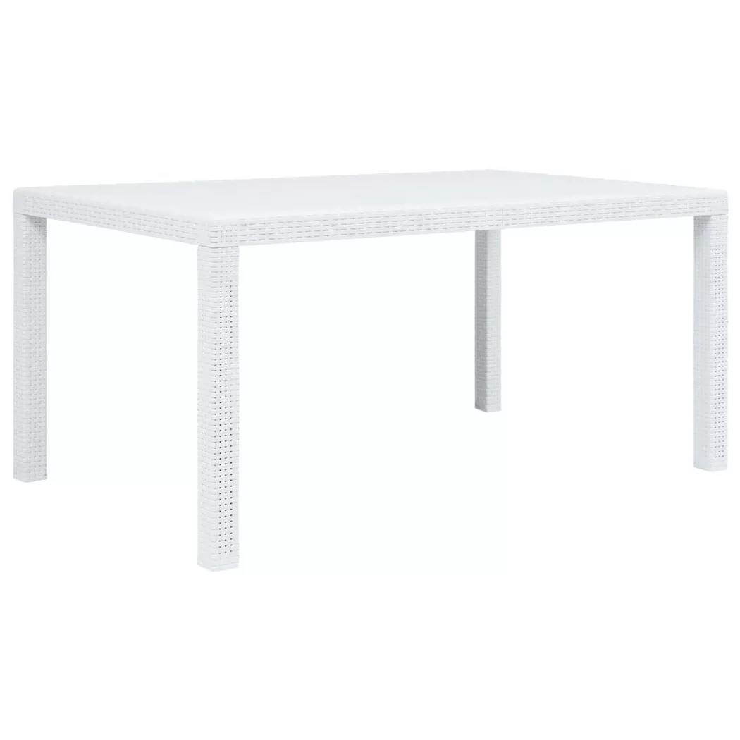 Table de jardin Blanc 150x90x72 cm Plastique Aspect de rotin