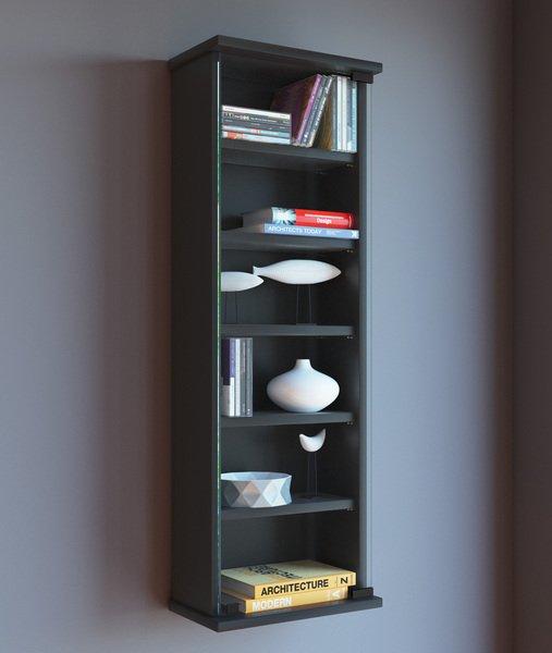 VCM Holz CD DVD Wandregal | Hängeregal mit ESG-Sicherheitsglastür | Platz für 150-CDs oder 65 DVDs oder 36-Videos | Maße: 92 x B. 31 x T. 18 cm |  