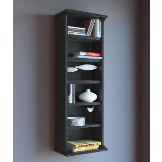 VCM Holz CD DVD Wandregal | Hängeregal mit ESG-Sicherheitsglastür | Platz für 150-CDs oder 65 DVDs oder 36-Videos | Maße: 92 x B. 31 x T. 18 cm |  