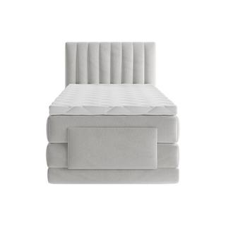 Vente-unique Set boxspring test. cucit. vert.+Rete relax elet.+Mater.+Topper 100x200 Velluto Grigio - DONISI di PALACIO  