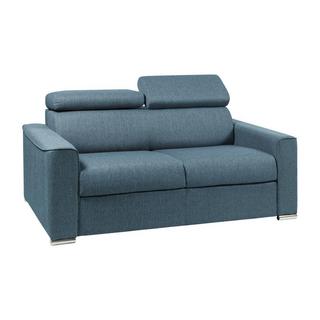 LINEA SOFA Schlafsofa 2-Sitzer - Liegefläche: 120 cm - Matratzenhöhe: 14 cm mit Memory Schaum - Stoff - Blau - VIZIR  