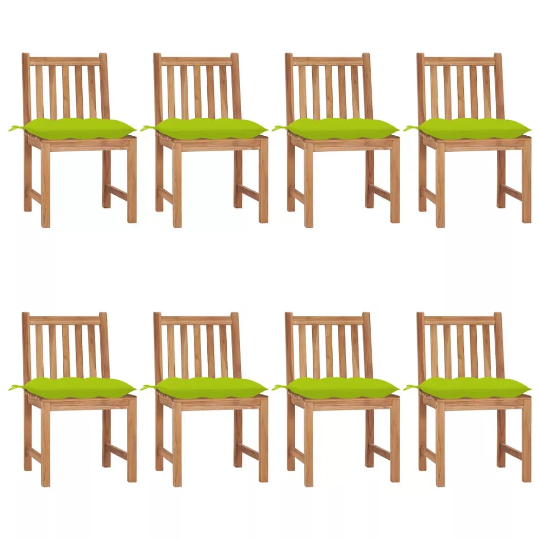 vidaXL Gartenstühle 8 Stk. mit Kissen Massivholz Teak